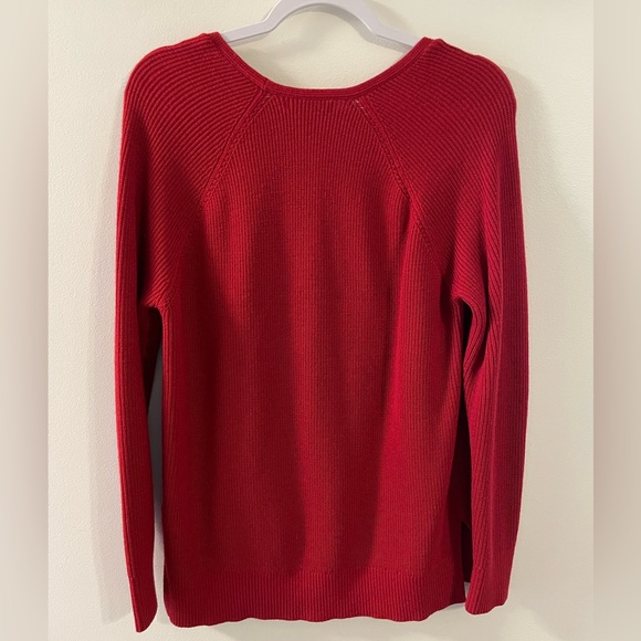 Athleta Red Hanover V-neck Sweater Tunic Size Small - Picture 5 of 8